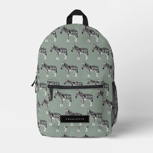 Sac À Dos Imprimé Zebra Exotic Animal Motif Sage Green (Recto)