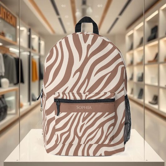 Sac À Dos Imprimé Zebra Print-Mocha Mousse