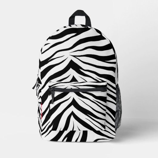Sac À Dos Imprimé Zebra Stripes noir blanc Nom (Recto)