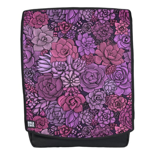 Sac À Dos Jardin succulent en rose et violet (Devant)