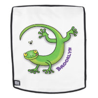 Joli gecko vert salutations avec dessin animé