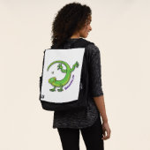 Sac À Dos Joli gecko vert salutations avec dessin animé (Porté)