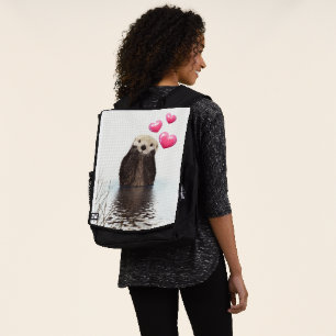 Sac À Dos Jolie loutre avec des cœurs d'amour roses