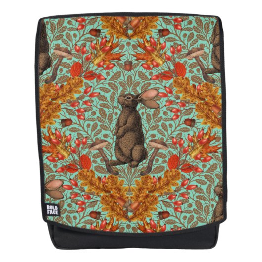 Sac À Dos Lapin d'automne sur vert clair (Devant)