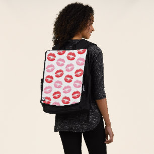 Sac À Dos Lèvres rouges et roses, motif de lèvres, rouge à l