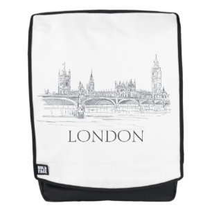 Sac À Dos London Bridge Big Ben Pen et croquis d'encre