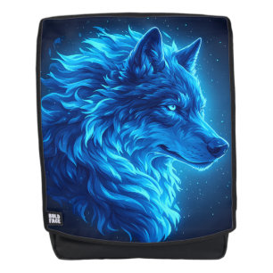 Sac À Dos Loup Bleu Majestueux Art de Faune Fantastique Lumi