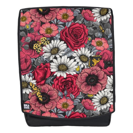 Sac À Dos Mélange de fleurs en rouge et gris (Devant)