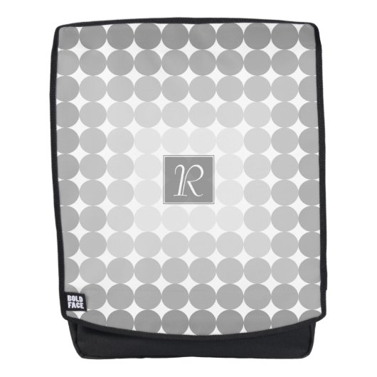 Sac À Dos Monogramme Cercles Gris Moderne (Devant)