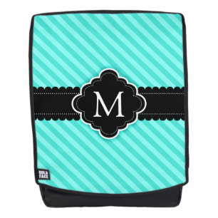Sac À Dos Monogramme de coutume de noir de motif de rayures