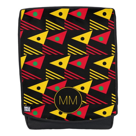 Sac À Dos Monogramme de triangles géométriques élégant (Devant)