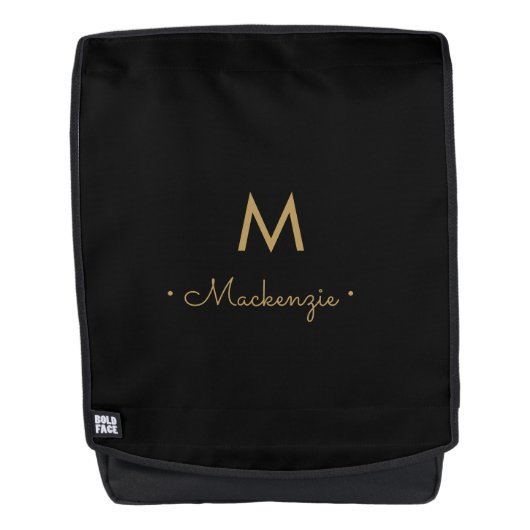 Sac À Dos Monogramme élégant moderne or script (Devant)