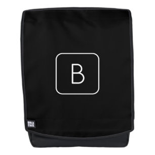 Sac À Dos Monogramme Initial De Style Moderne   Blanc & Noir