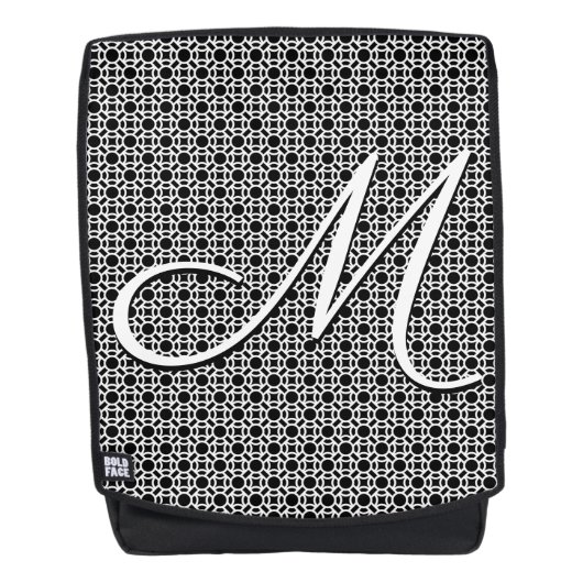 Sac À Dos Monogramme initial géométrique noir et blanc (Devant)