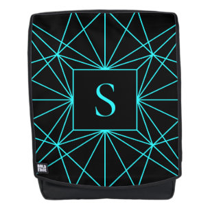Sac À Dos Monogramme Initial Motif Géométrique Turquoise