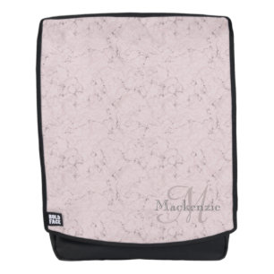 Sac À Dos Monogramme Nom personnalisé Design en marbre rose 