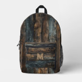 Sac à dos monogramme sur mesure en bois rustique (Recto)