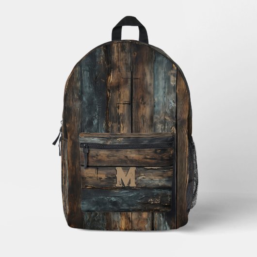 Sac à dos monogramme sur mesure en bois rustique (Recto)