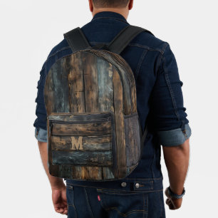 Sac à dos monogramme sur mesure en bois rustique