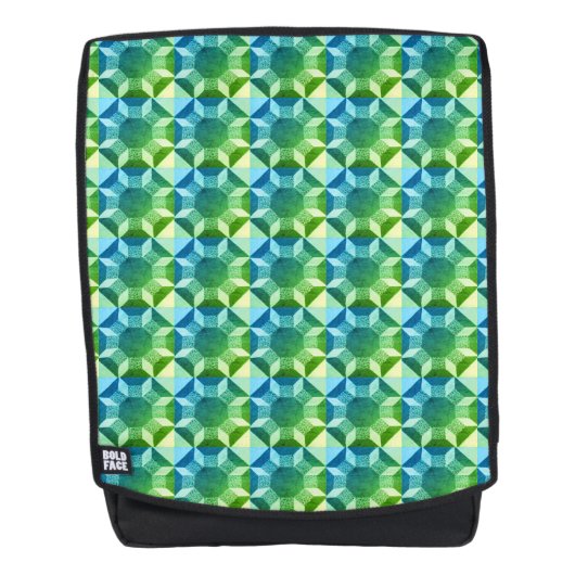 Sac à dos - Motif à courtepointe en bleu et vert (Devant)