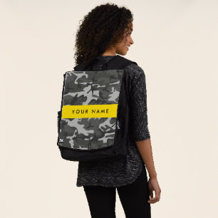 Sac À Dos Motif de camouflage gris, Votre nom, Personnaliser