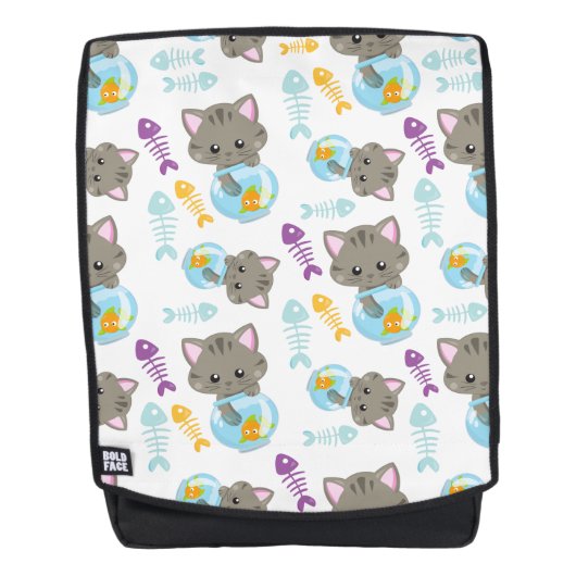 Sac À Dos Motif De Chats, Chats Mignons, Chatons, Poisson (Devant)