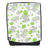 Sac À Dos Motif Des Eléphants, Eléphants Mignons - Grey Vert (Devant)