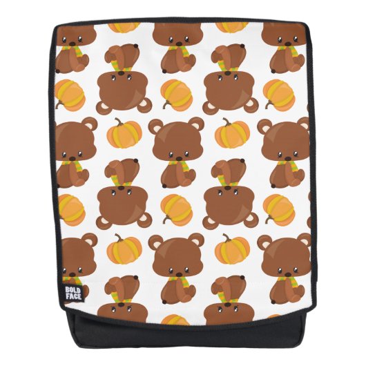 Sac À Dos Motif D'Ours, Ours Mignons, Automne, Citrouille (Devant)