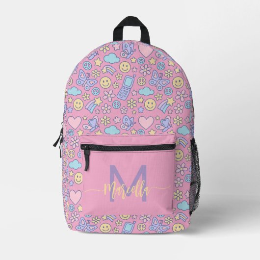 Sac à dos Motif esthétique Pastel avec initial (Recto)