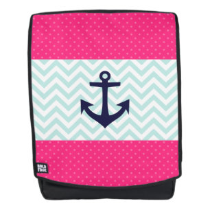 Sac À Dos Motif rose nautique d'Ancre de Chevron de menthe