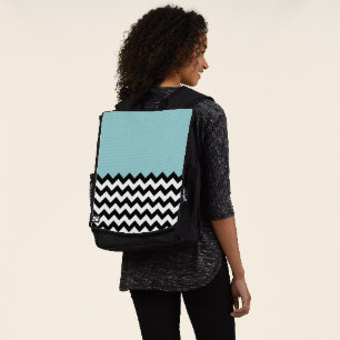 Sac À Dos Motif Zigzag noir et blanc, Chevron, Bleu