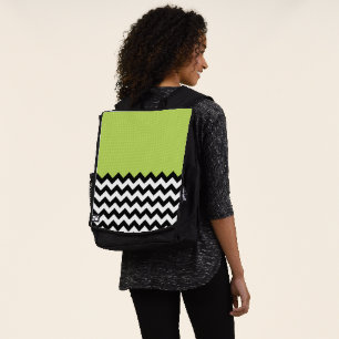 Sac À Dos Motif Zigzag noir et blanc, Chevron, Vert