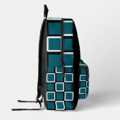 Sac à dos noir avec Carrés Turquoise foncé et blan (Gauche)
