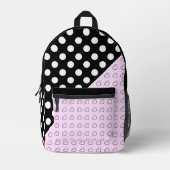 Sac À Dos Noir Et Rose Pour Les Filles Coeurs Et P (Recto)