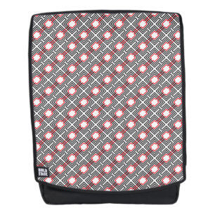 Sac À Dos Noir Rouge & Géométrique Blanc