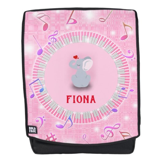 Sac À Dos Notes Et Clavier Rond Avec Elephant (Devant)