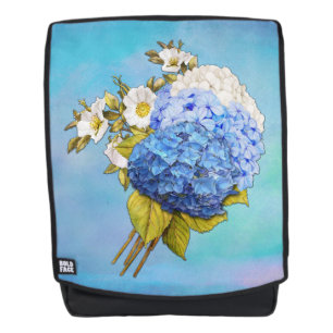 Sac À Dos Nuances d'aquarelle bleue Hydrangeas