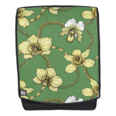 Sac À Dos Orchidées et chaînes, jaune et vert kelly (Devant)