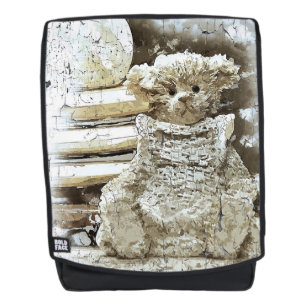 Sac À Dos Ours et livres vintage craquelés