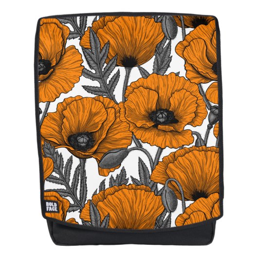 Sac À Dos Pavot orange sur blanc (Devant)