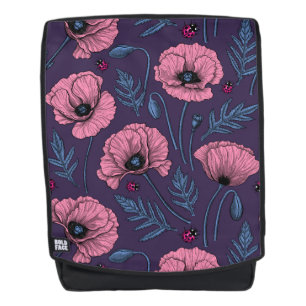 Sac À Dos Pavot rose sur violet foncé