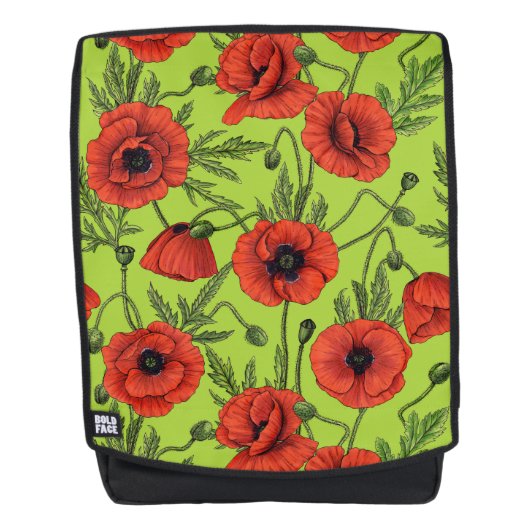 Sac À Dos Pépites, rouge et vert sur le vert citron (Devant)