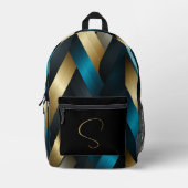 Sac à dos personnalisé bleu, or et noir (Recto)