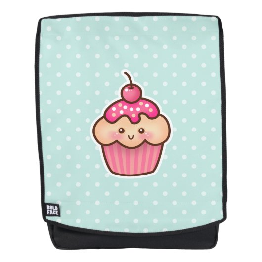 Sac À Dos Petit gâteau rose de Kawaii et pois bleu en bon (Devant)