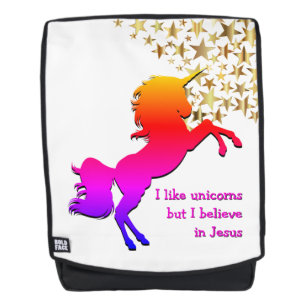 Sac À Dos Pink UNICORN Croyez en Jésus Personnalisé