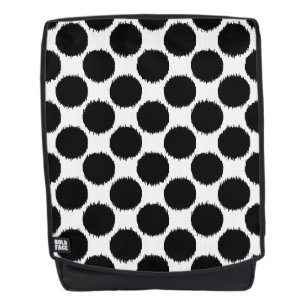 Sac À Dos Points Ikat géants, points noirs sur fond blanc