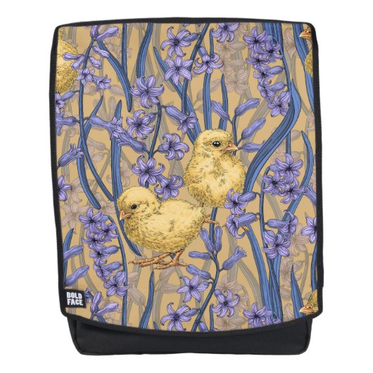 Sac À Dos Poulets et hyacinthes jaunes (Devant)