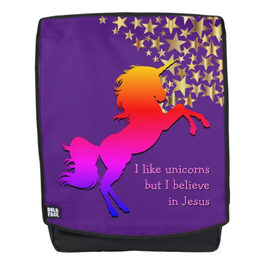 Sac À Dos PURPLE PUR Personnalisé UNICORN Croire en Jésus (Devant)