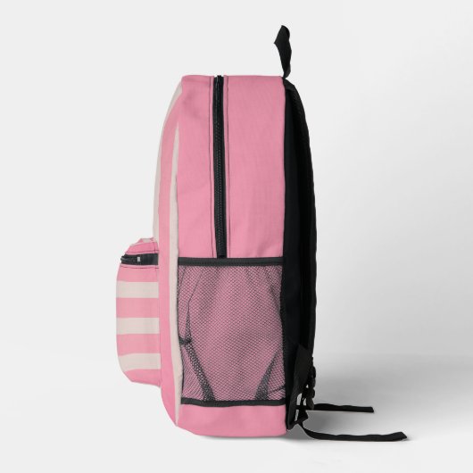 Sac à dos rayé rose avec nom personnalisable (Droite)