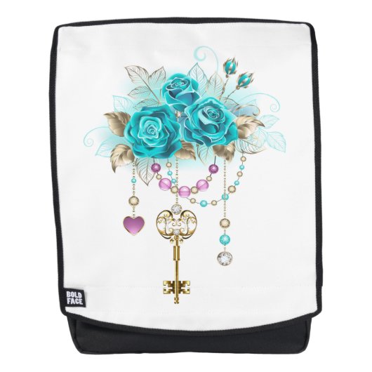 Sac À Dos Roses turquoise avec touches (Devant)